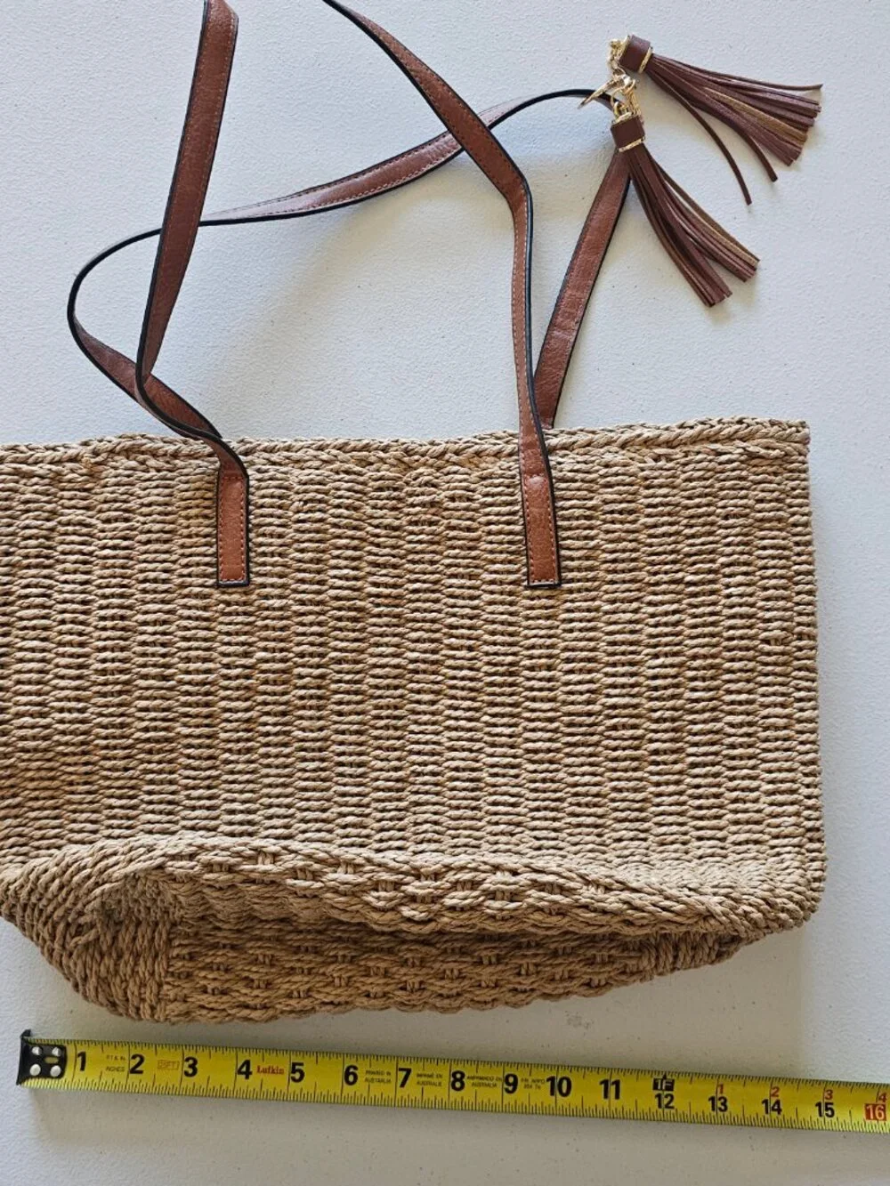 3 Pack of Woven Straw & Leather Tote Bags | Boho Summer Totes | Unbranded